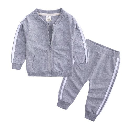Girl Tracksuit With Double Stripe - Gray