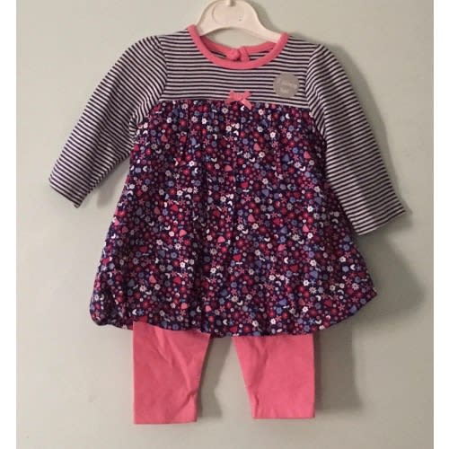 2 Piece Girls Floral Puff Leggings Dress Set