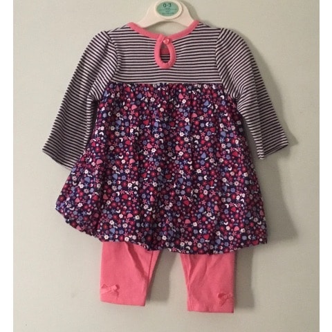 2 Piece Girls Floral Puff Leggings Dress Set