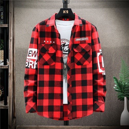 Casual Flannel Men's Shirt - Red And Black Check