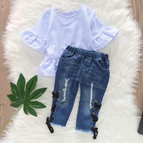 Girls Striped Top + Denim