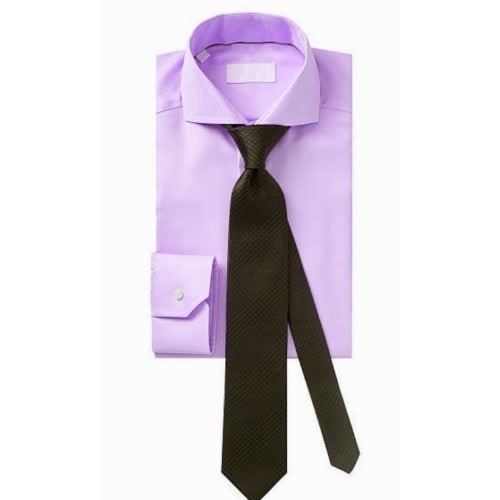 Men's Formal Shirt With Matching Tie  - Lilac And Black