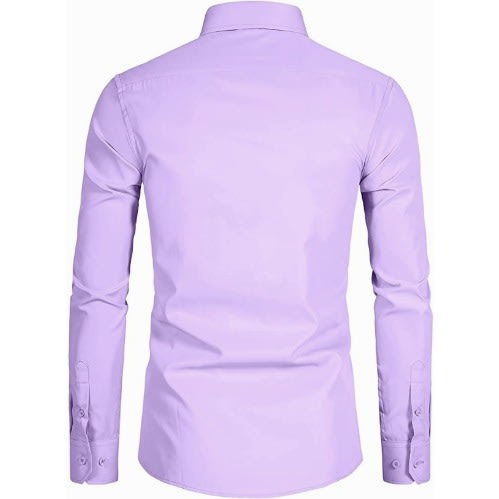 Men's Formal Shirt With Matching Tie  - Lilac And Black