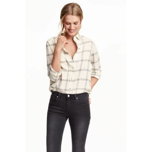 Checked Flannel Shirt- Off White