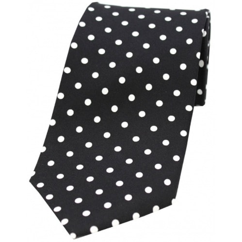 Men's Formal Shirt With Matching Tie  - Black And Dotted Black