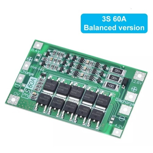 3S 12.6V 60A Balanced 18650 Lithium Battery Charger Protection BMS Board