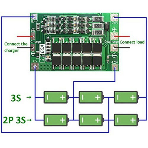 3S 12.6V 60A Balanced 18650 Lithium Battery Charger Protection BMS Board