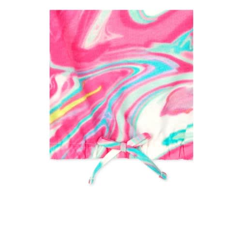 Girls Tie Dye Print Front Top - Rainbow Pink