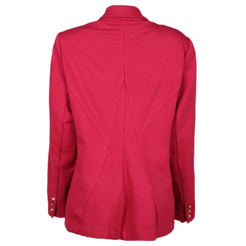 Ladies Gold Button Double Breasted Blazer - Fuchsia Pink