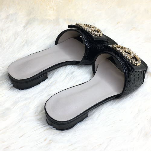 LADIES SLIPPERS - BLACK