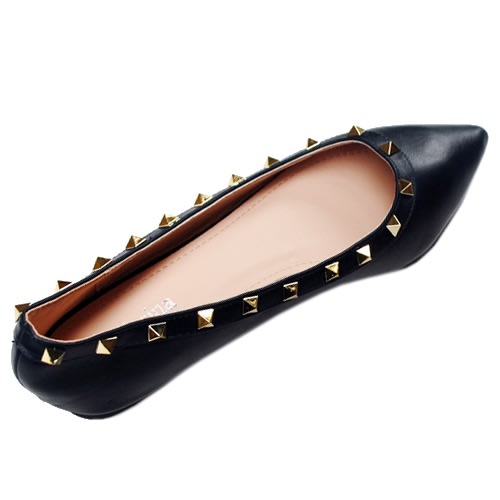 Stones Studied Ladies Black Leather Shoe