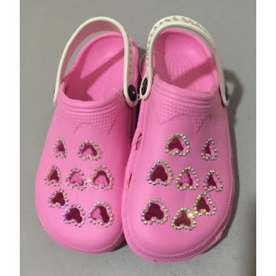 Clog Sandals With Rhinestones Design - Pink