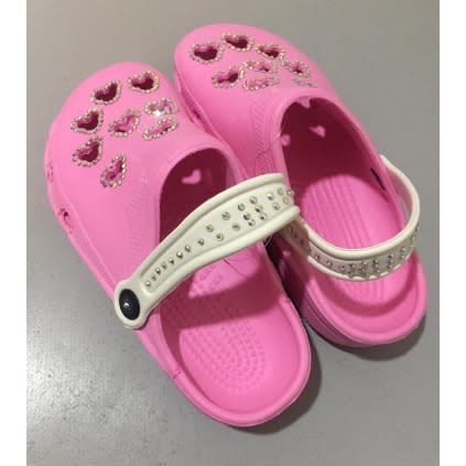 Clog Sandals With Rhinestones Design - Pink
