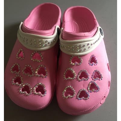Clog Sandals With Rhinestones Design - Pink
