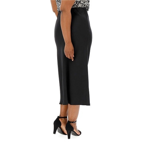 Capsule - Satin Column Midi Skirt - Plus Size 16 To 26 - Black