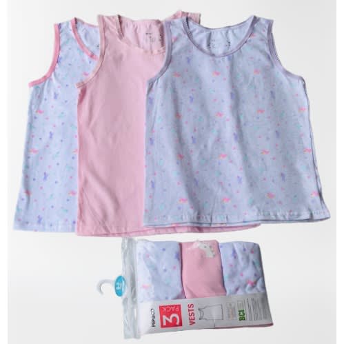 Girls Colored Vest - 3pcs