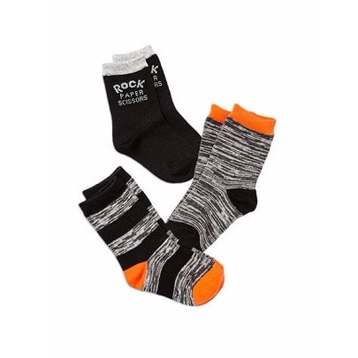 Boys 3 Pack Marle Striped Socks - Charcoal