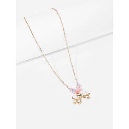 Girls Bow Charm Necklace