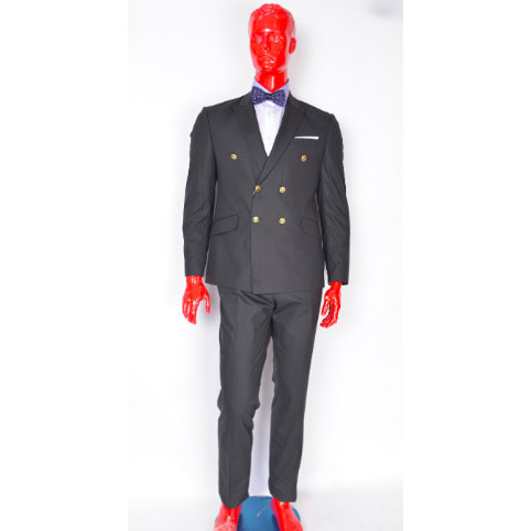 Double Breasted 2 Piece Suit - Black