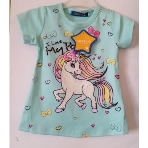 Star Rain Girls Short Sleeve T-shirt - Mint Green