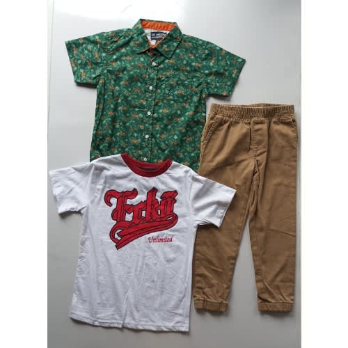Boy's Clothing Set - T-shirt + Shirt and Trouser - 3pcs
