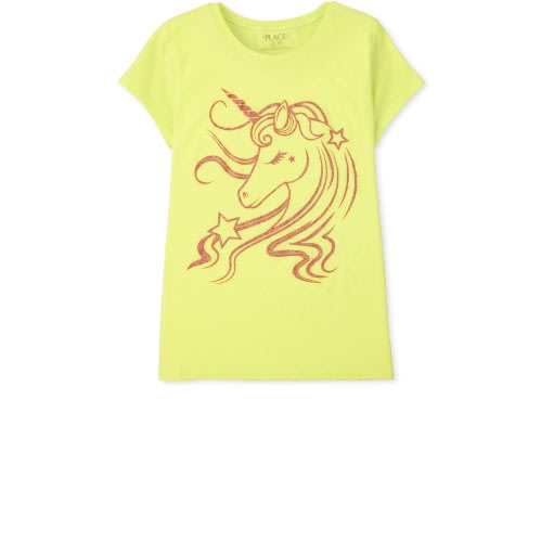 Girls Sketch Unicorn Glitters Graphic Top