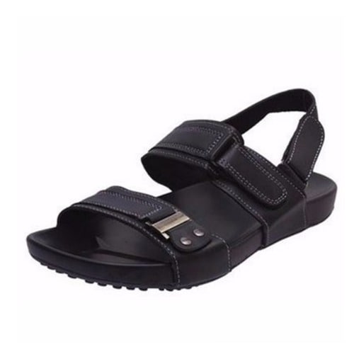 Men's Easy Comfort Leather Sandal - Black + Free Gift