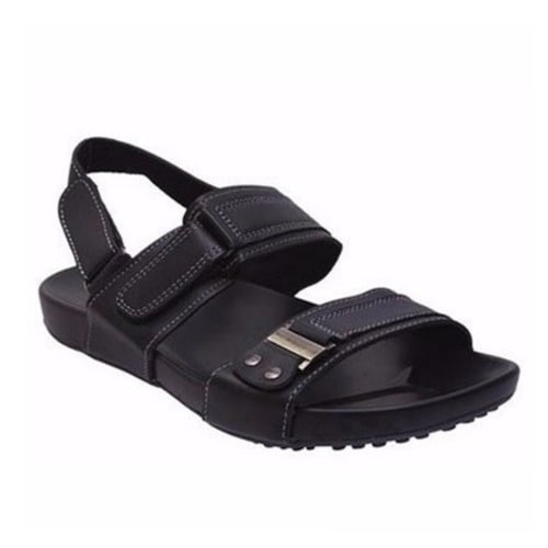 Men's Easy Comfort Leather Sandal - Black + Free Gift