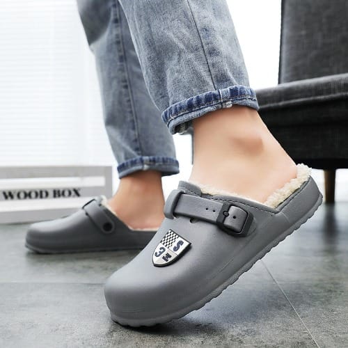 Comfy Crocs Lined With Fur - Grey