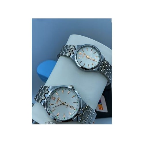 Couple's Silver Bracelet Strap Wristwatch