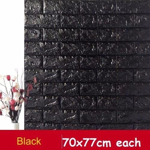 Self Adhesive Brick Wallpaper Sticker - Black 70X77CM
