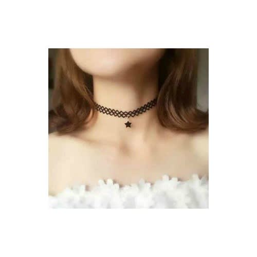 Star Choker Necklace - Black