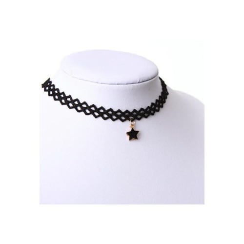 Star Choker Necklace - Black