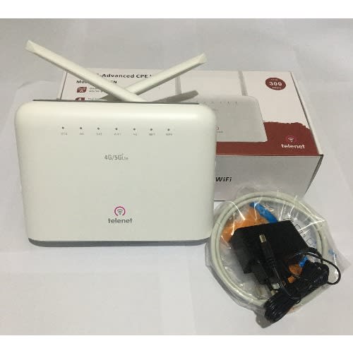 Telenet 4G/5G LTE 300 Mbps Universal Router With 5Hours Inbuilt Battery - 2 Antennas & 4LAN Ports