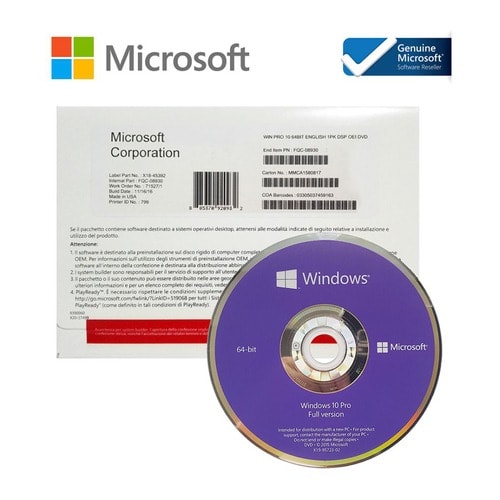 Original Microsoft Windows 10 Pro - DVD + Product Key - 1 Pc