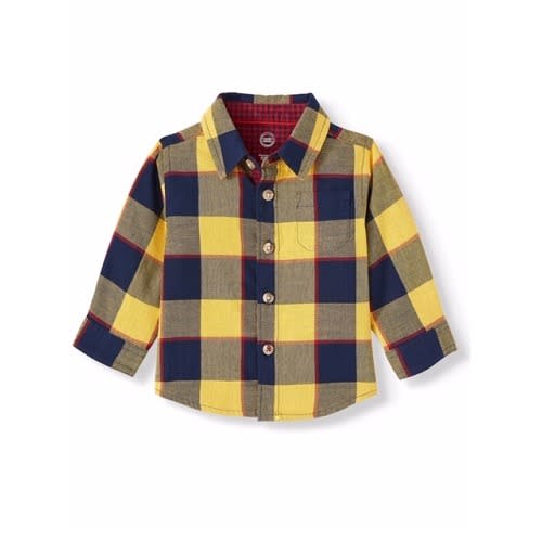 Toddler Baby Boys' Woven Flannel Shirt -yellow Heat
