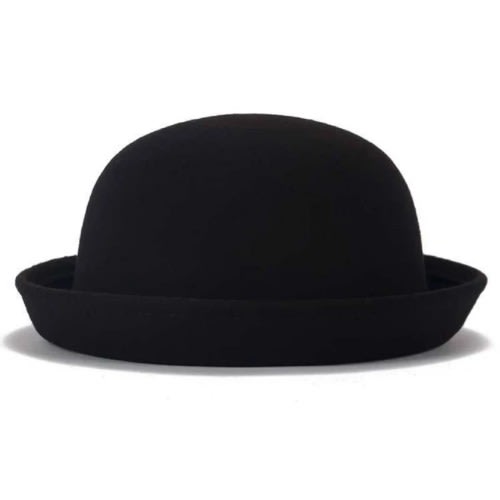 Set 2 Roll Up Brim Fedora Hat - Black/Wine