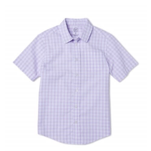 Boys' Short Sleeve Button Down Shirt- Purple