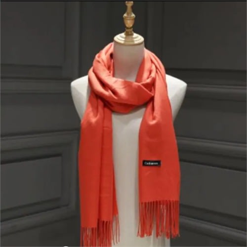 Women Cashmere With Tassel - Orange