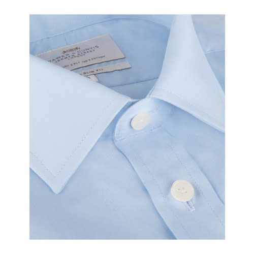 Men's Formal Poplin Slim Fit Shirt - Double Cuff - Blue