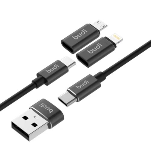 Budi 6-in-1 Cable-Sync With Adapters - Usb-c To Usb-c + Lightning + Micro-usb + Usb-a + Usb