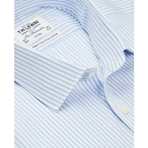 Fitted Poplin Stripe Double Cuff Shirt