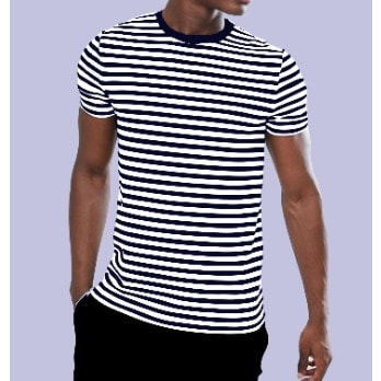 Plain Striped Classic Roundneck Tee With Blue