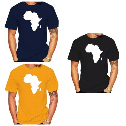 3 In 1 All Africa Print T-shirts - Black Blue Yellow