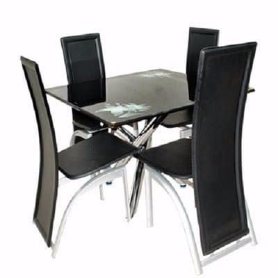 Creation Glass Dining Table with 4 Chairs