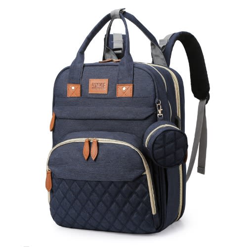 Baby Diaper Backpack With Changing Station - Multifunction Outdoor Travel Baby Bed - Blue