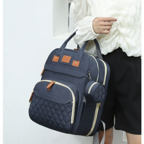 Baby Diaper Backpack With Changing Station - Multifunction Outdoor Travel Baby Bed - Blue
