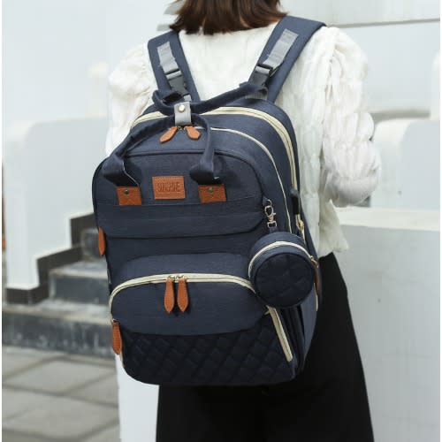 Baby Diaper Backpack With Changing Station - Multifunction Outdoor Travel Baby Bed - Blue