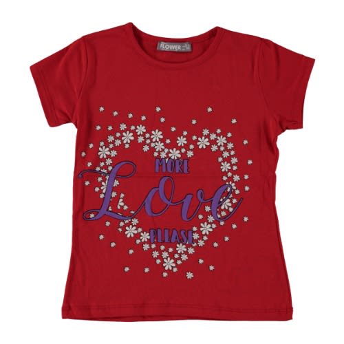 More Love Please Girl T-shirt -Red