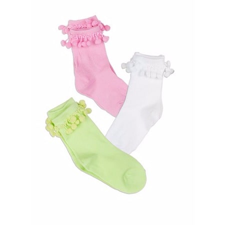 Girls Pompom Socks - Pack of 3